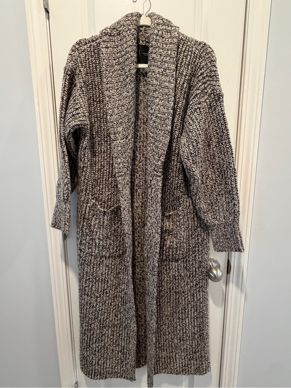 Lucky Brand Marled Gray Open-Front Long Cardigan
